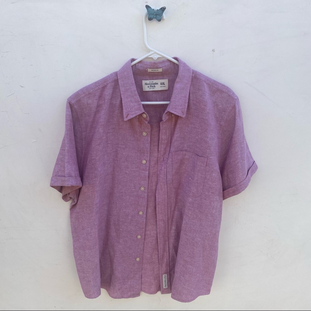 A&F button up linen red top sz XXl